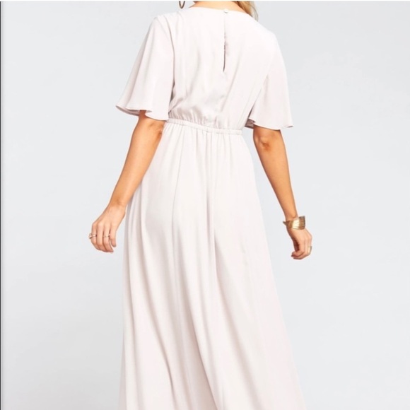 Show Me Your MuMu Emily Empire Flutter Sleeve Maxi Dress tan color - Picture 3 of 7